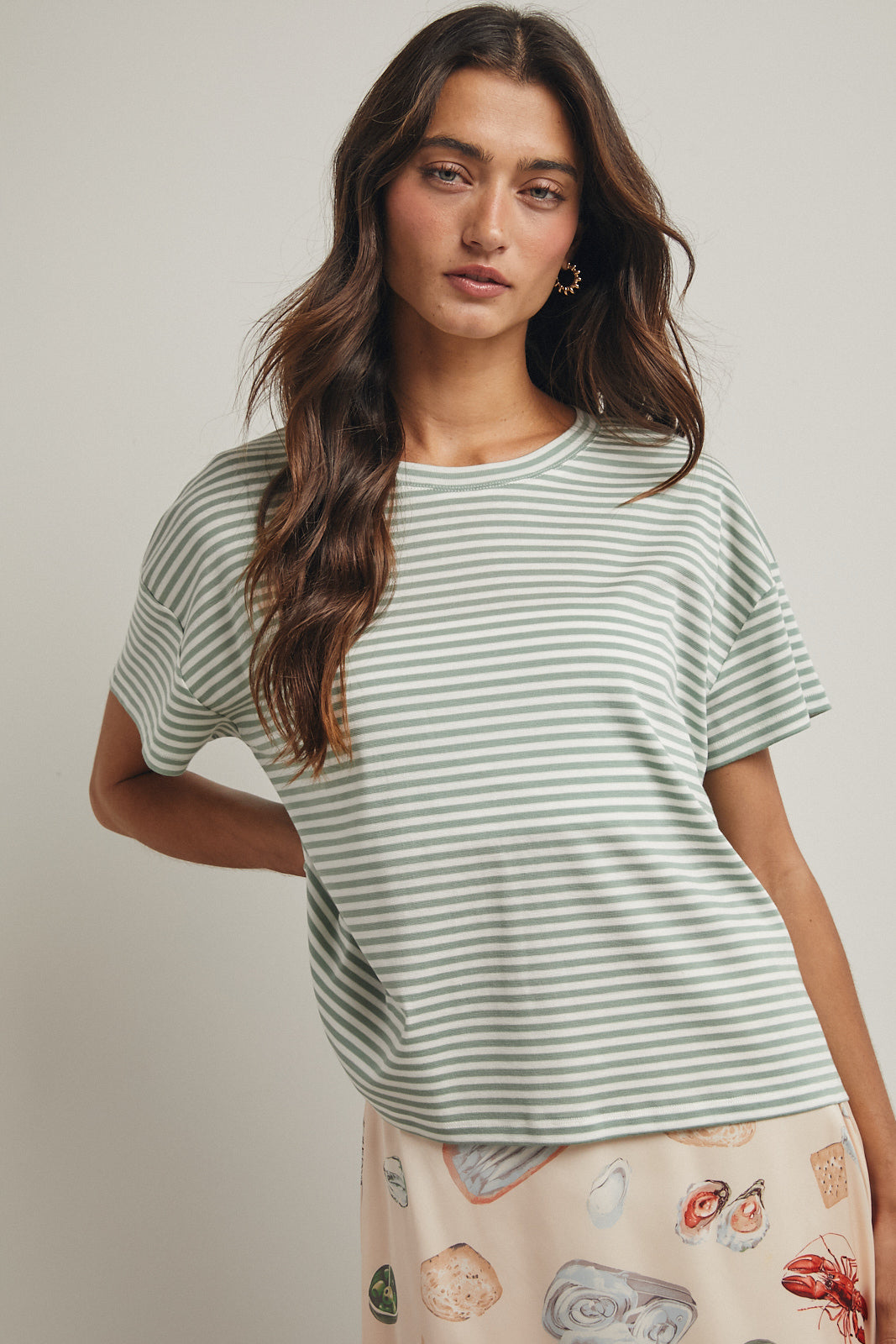 Striped Drop Shoulder Tee