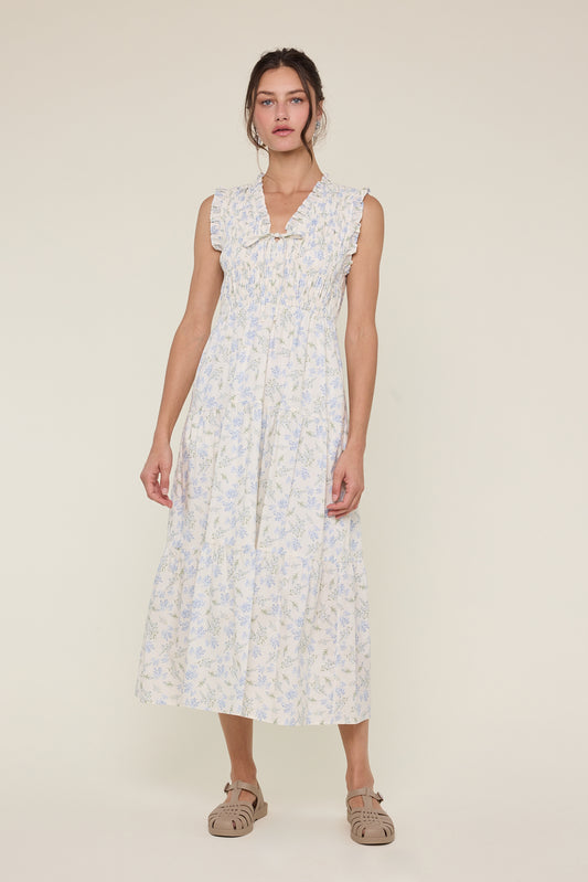 Floral Smocked Midi Dress