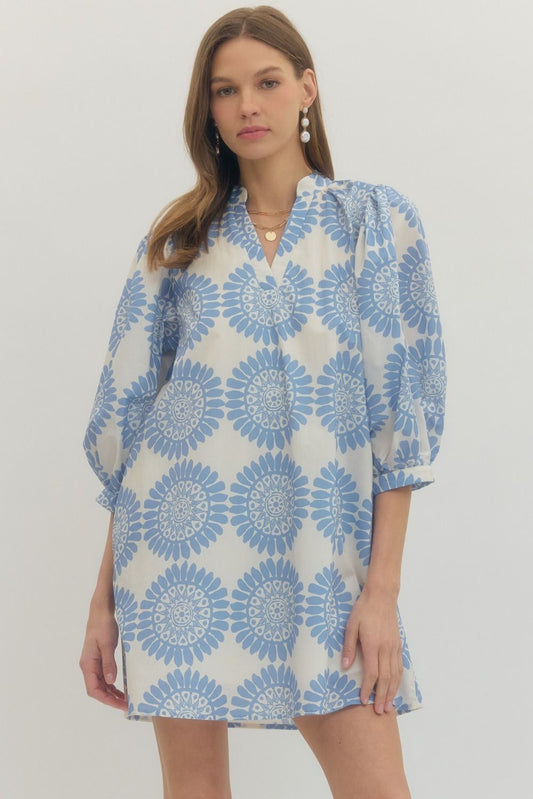 Print Puff Sleeve Mini Dress