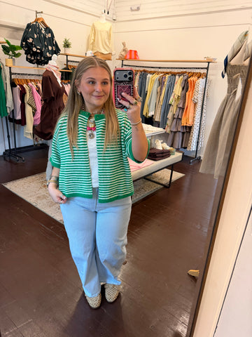 Striped One Button Cardigan