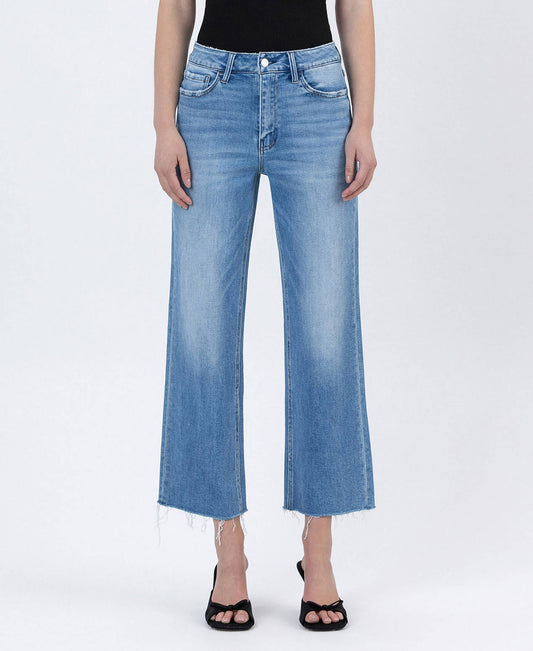 Raw Hem Wide Leg Jeans