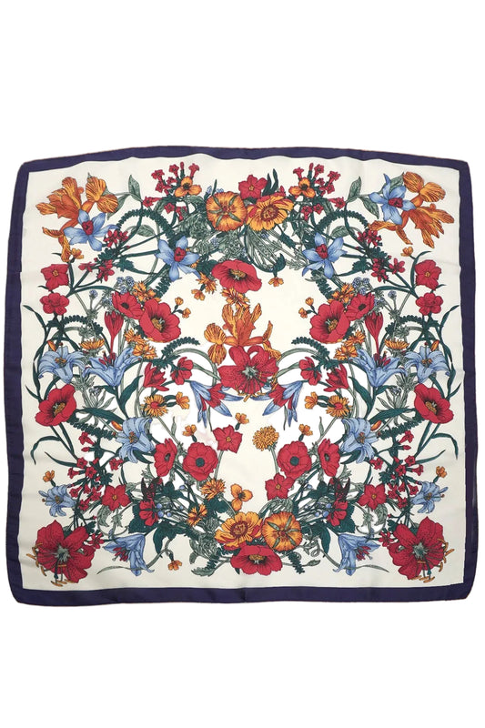 Large Floral Satin Scarf