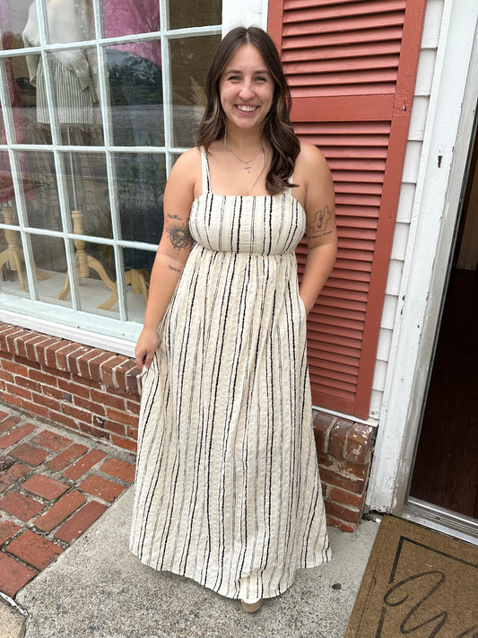 Striped Cut-Out Maxi Dress