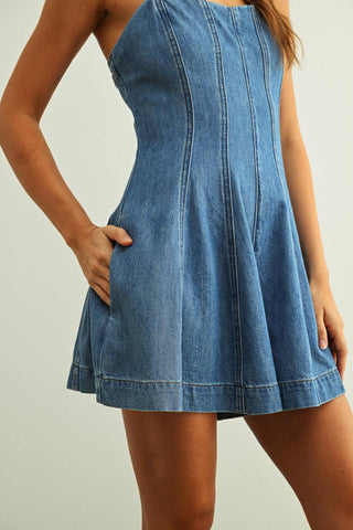 Washed Denim Romper