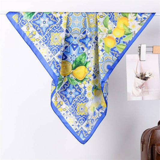 Lemon & Tile Daisy Satin Scarf