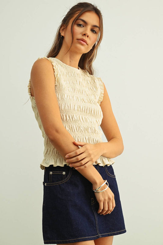 Sleeveless Smocked Top