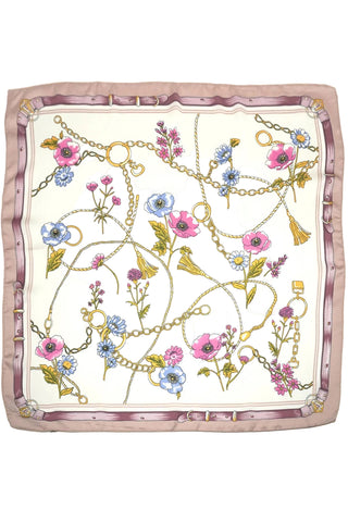 Vintage Floral Print Satin Scarf