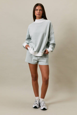 Mock Neck Stripe Sweatshirt