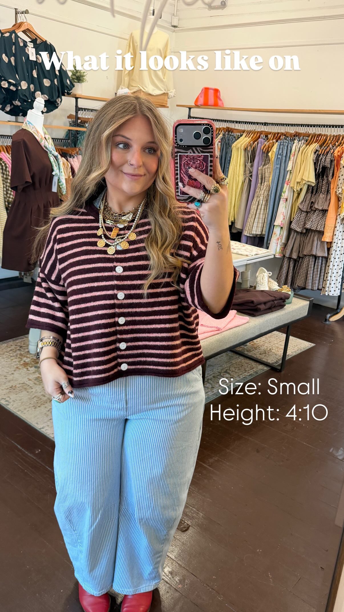Striped Short Sleeve Cardigan