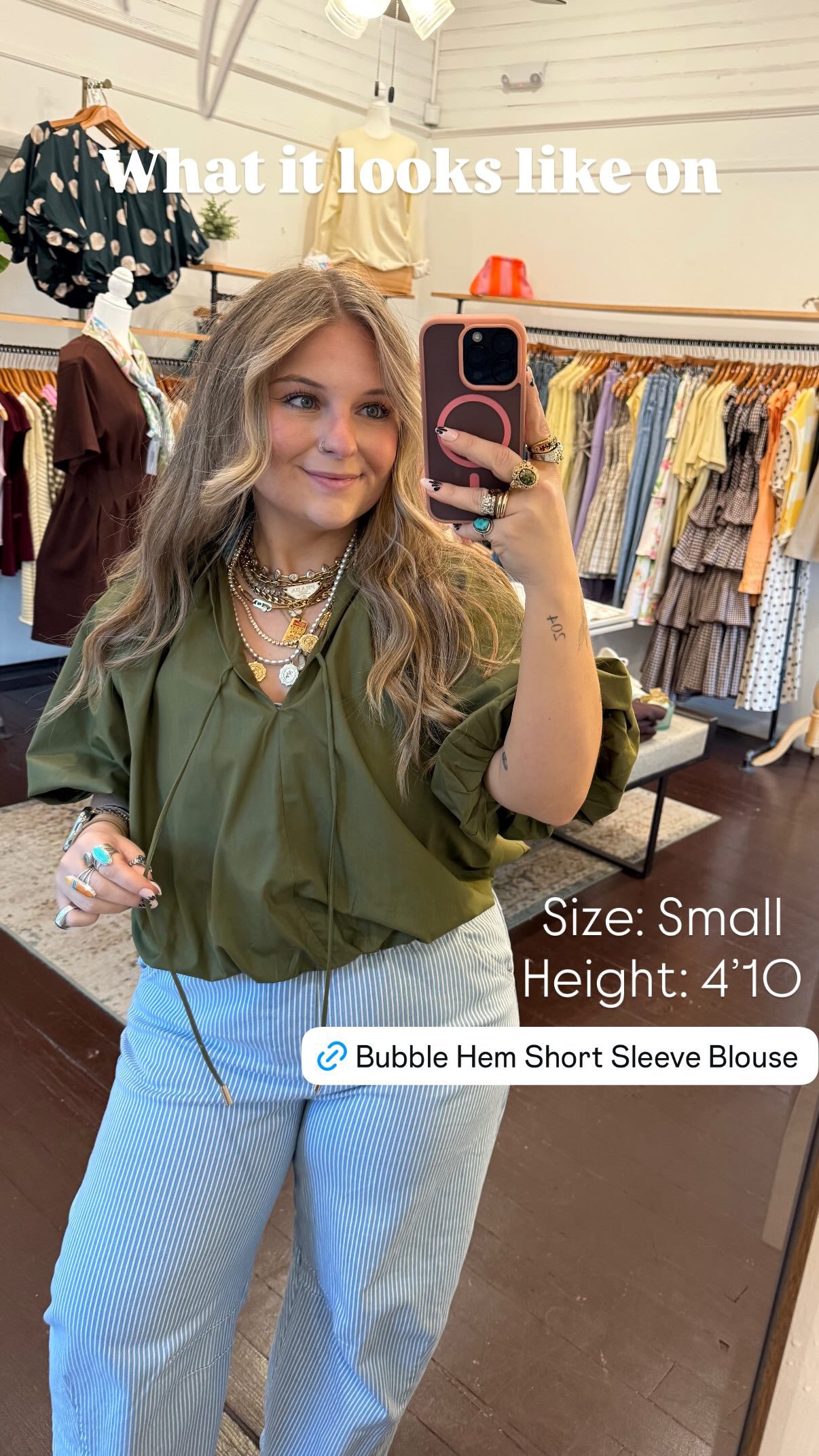 Bubble Hem Short Sleeve Blouse