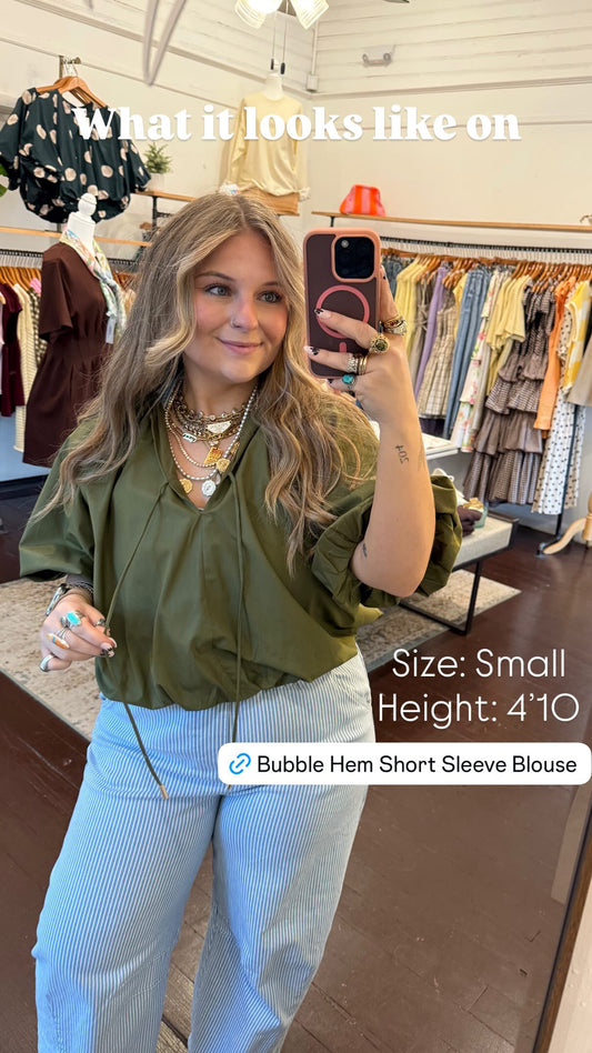 Bubble Hem Short Sleeve Blouse
