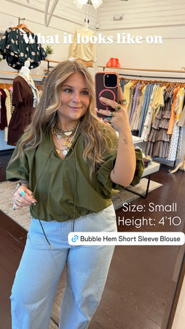 Bubble Hem Short Sleeve Blouse