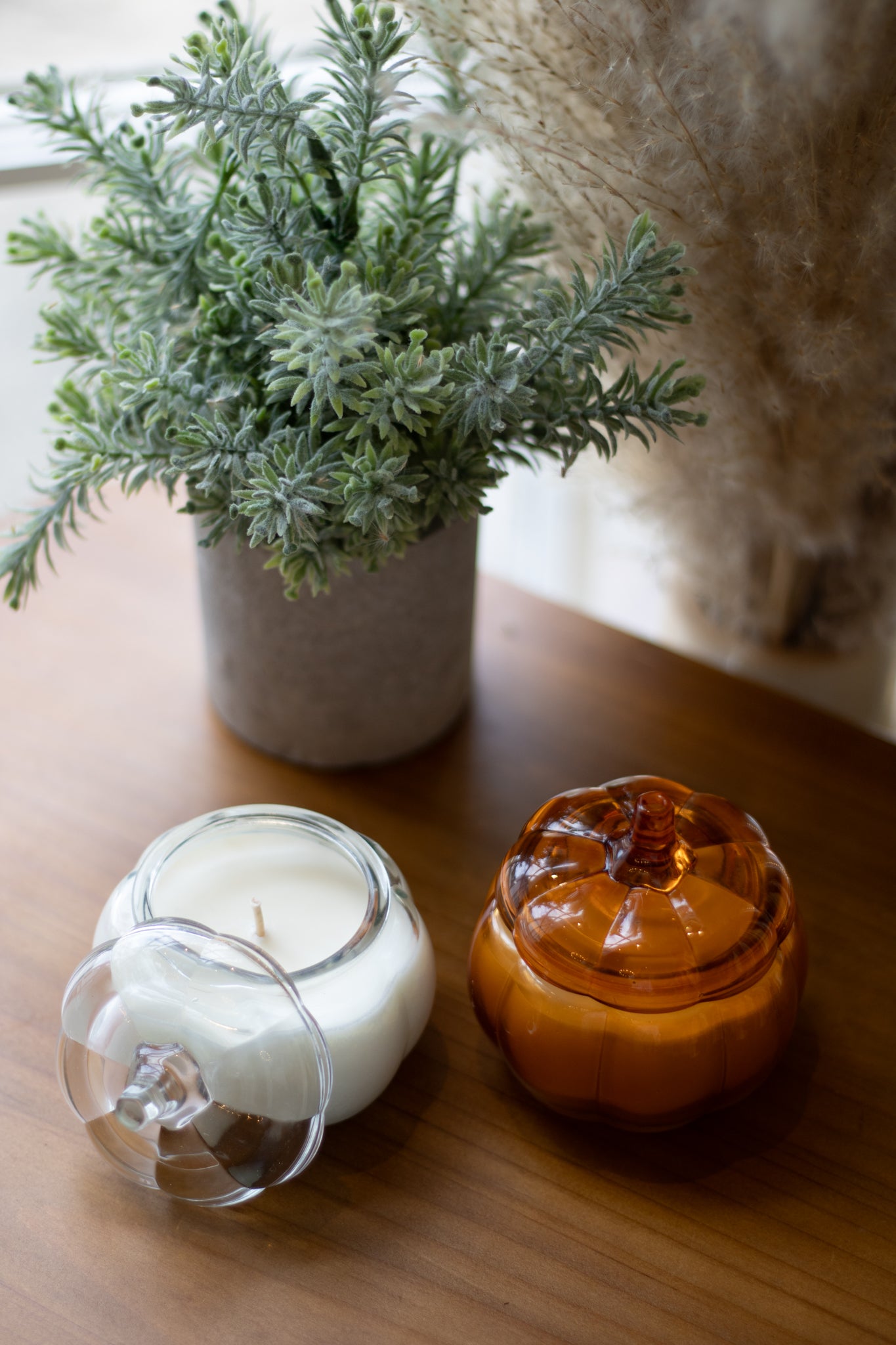Small Glass Pumpkin Candle with Lid