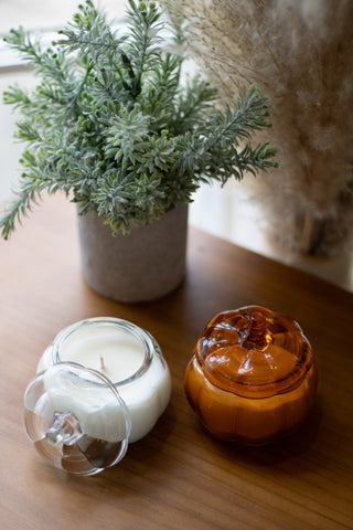 Small Glass Pumpkin Candle with Lid