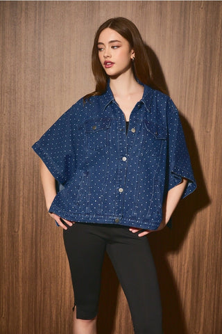 Polka Dot Oversized Cape Jacket