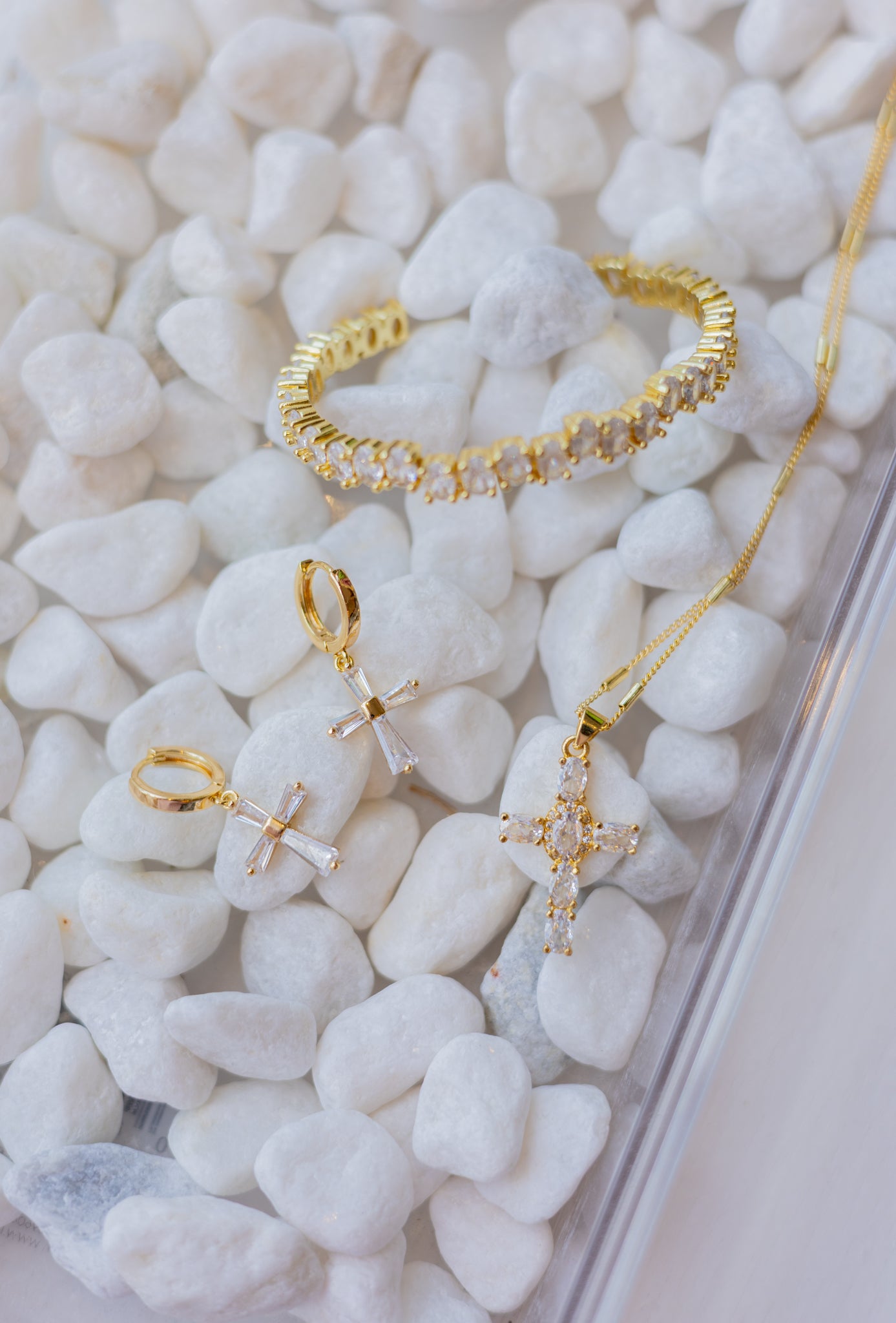 Cross Drop Huggie Hoops