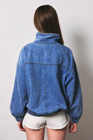 Oversized Denim Zip Jacket