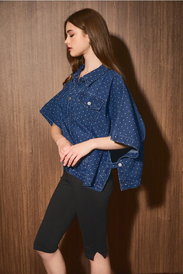 Polka Dot Oversized Cape Jacket