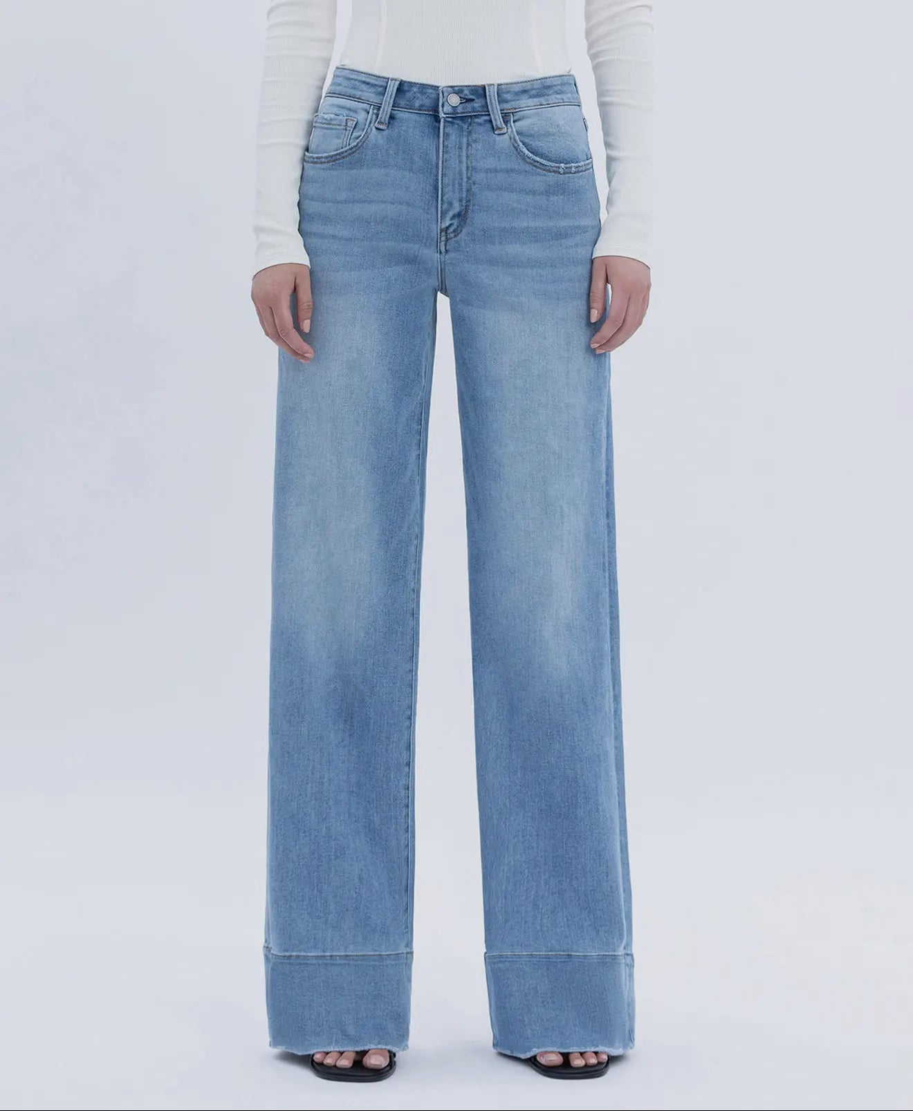 High Rise A Line Jeans