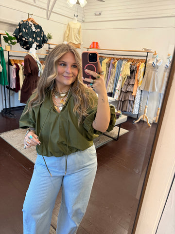 Bubble Hem Short Sleeve Blouse