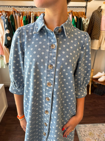 Polka Dot Denim Dress