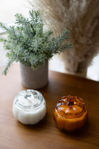 Small Glass Pumpkin Candle with Lid