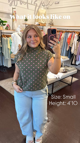 Polka Dot Mock Neck Sweater