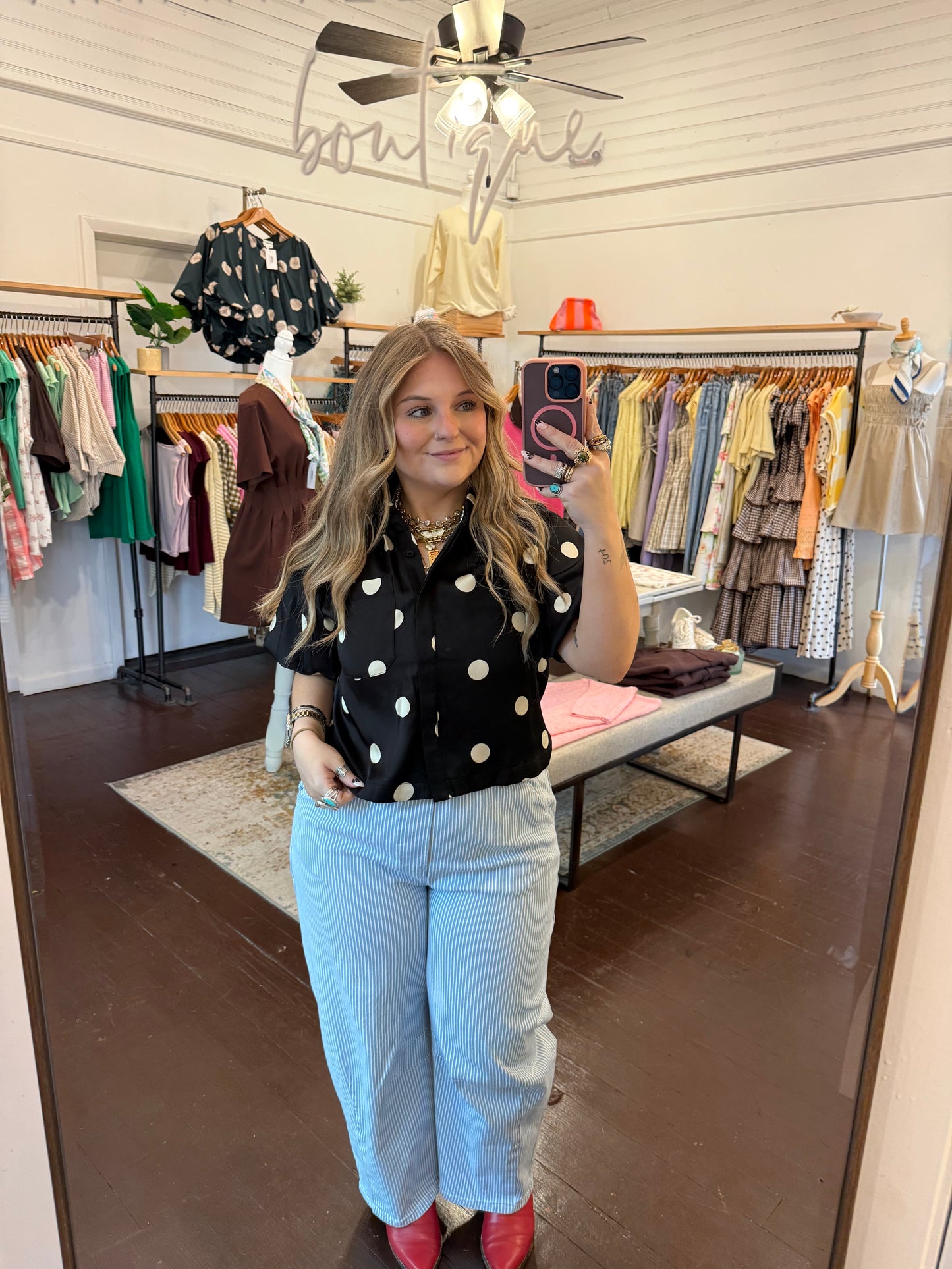 Polka Dot Satin Blouse