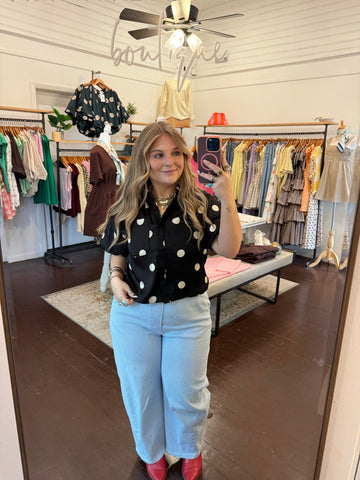 Polka Dot Satin Blouse