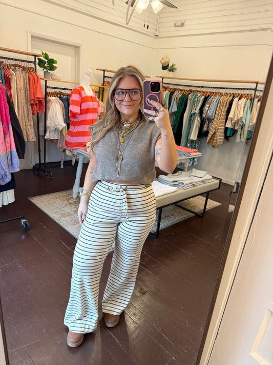 Knit Striped Flare Pants