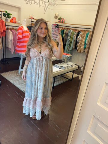 Dainty Floral Combo Maxi Dress