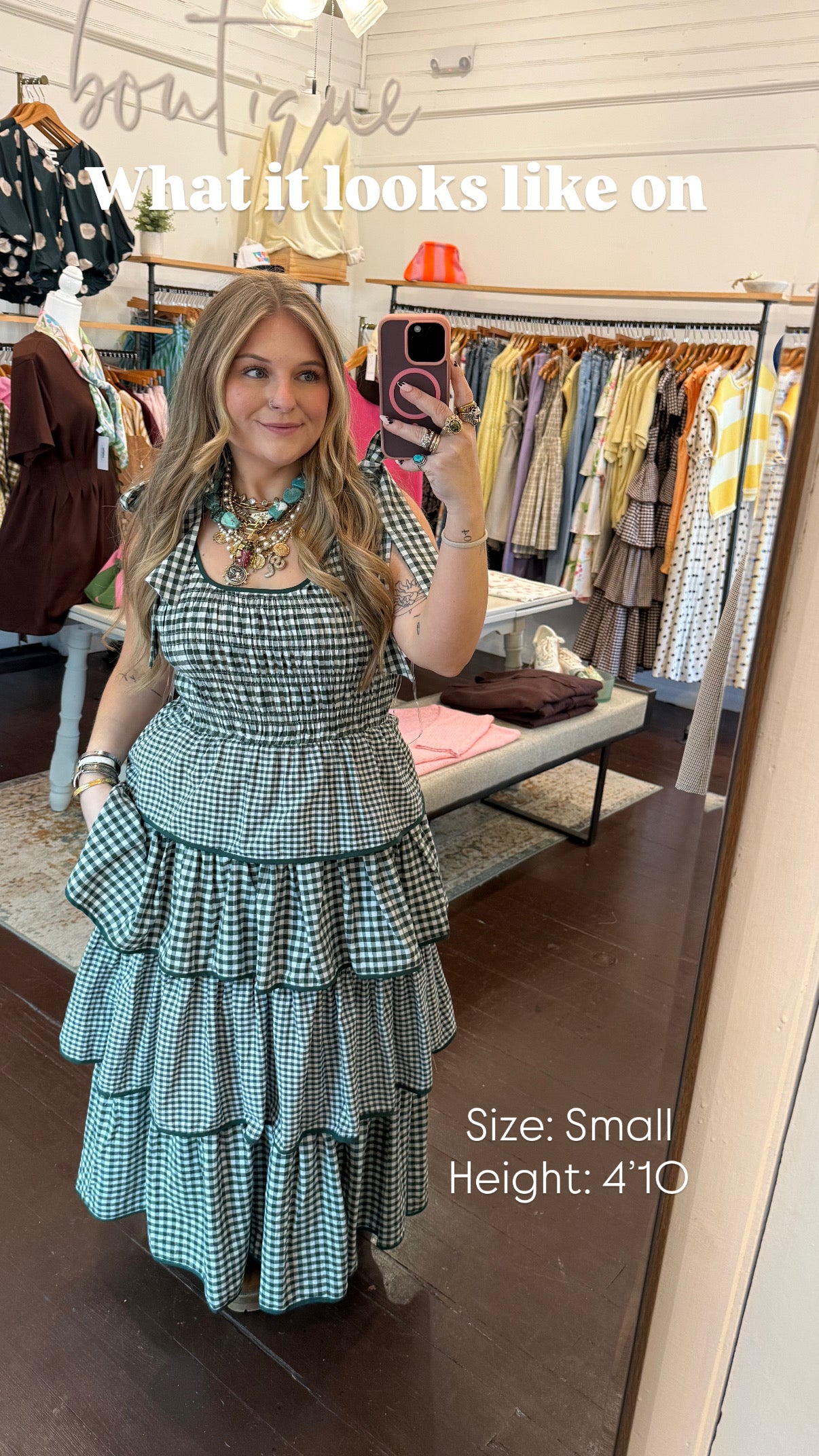 Gingham Tiered Sleeveless Midi Dress