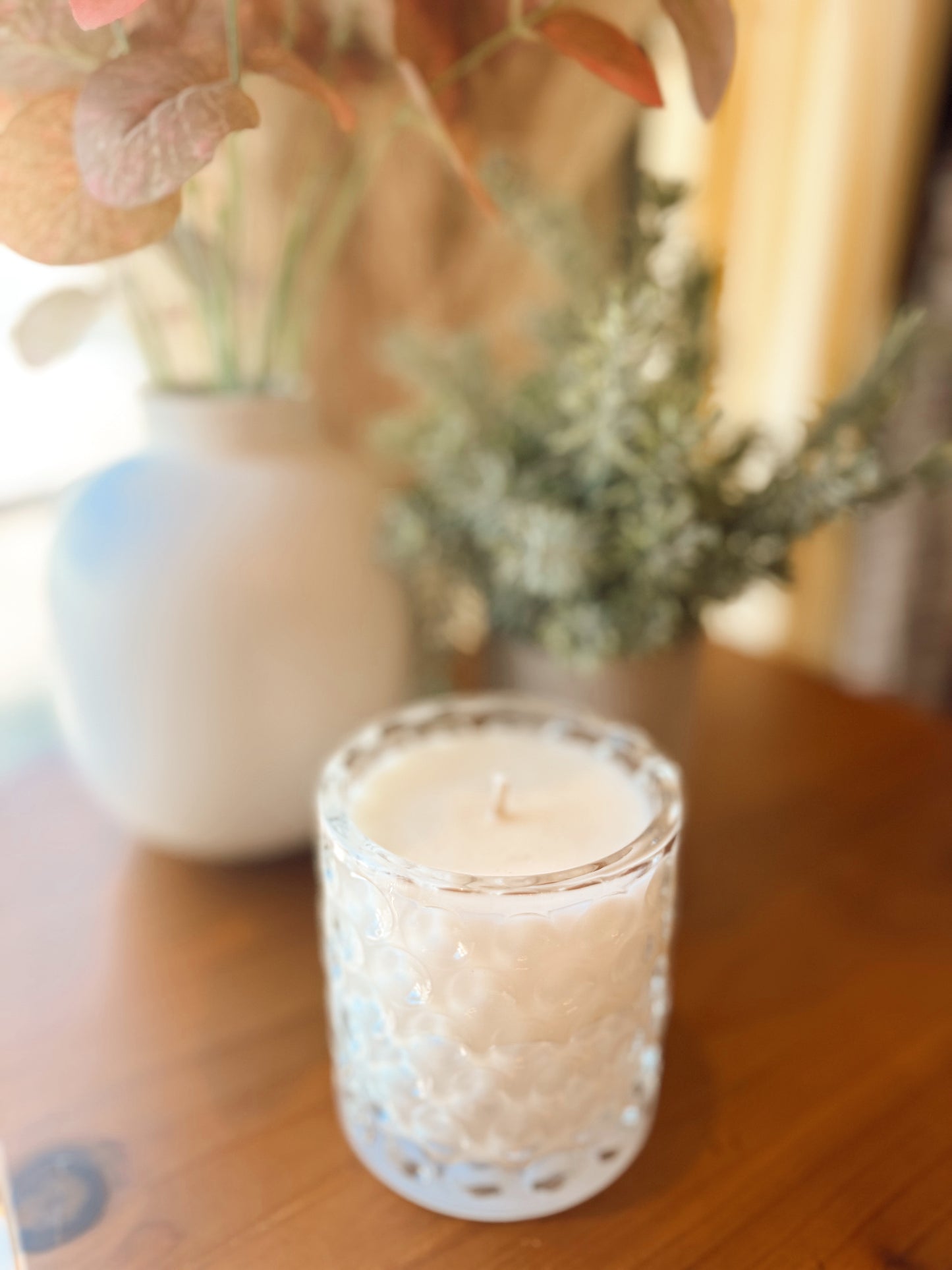 Clear Textured Glass Candle
