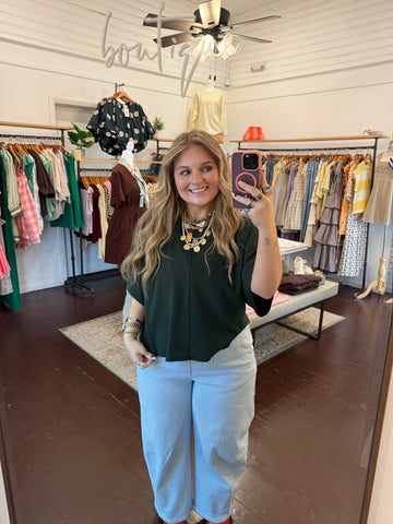 Short Sleeve Front Seam Sweater