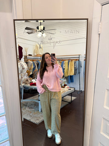Ditsy Printed Mineral Wash Barrel Pants