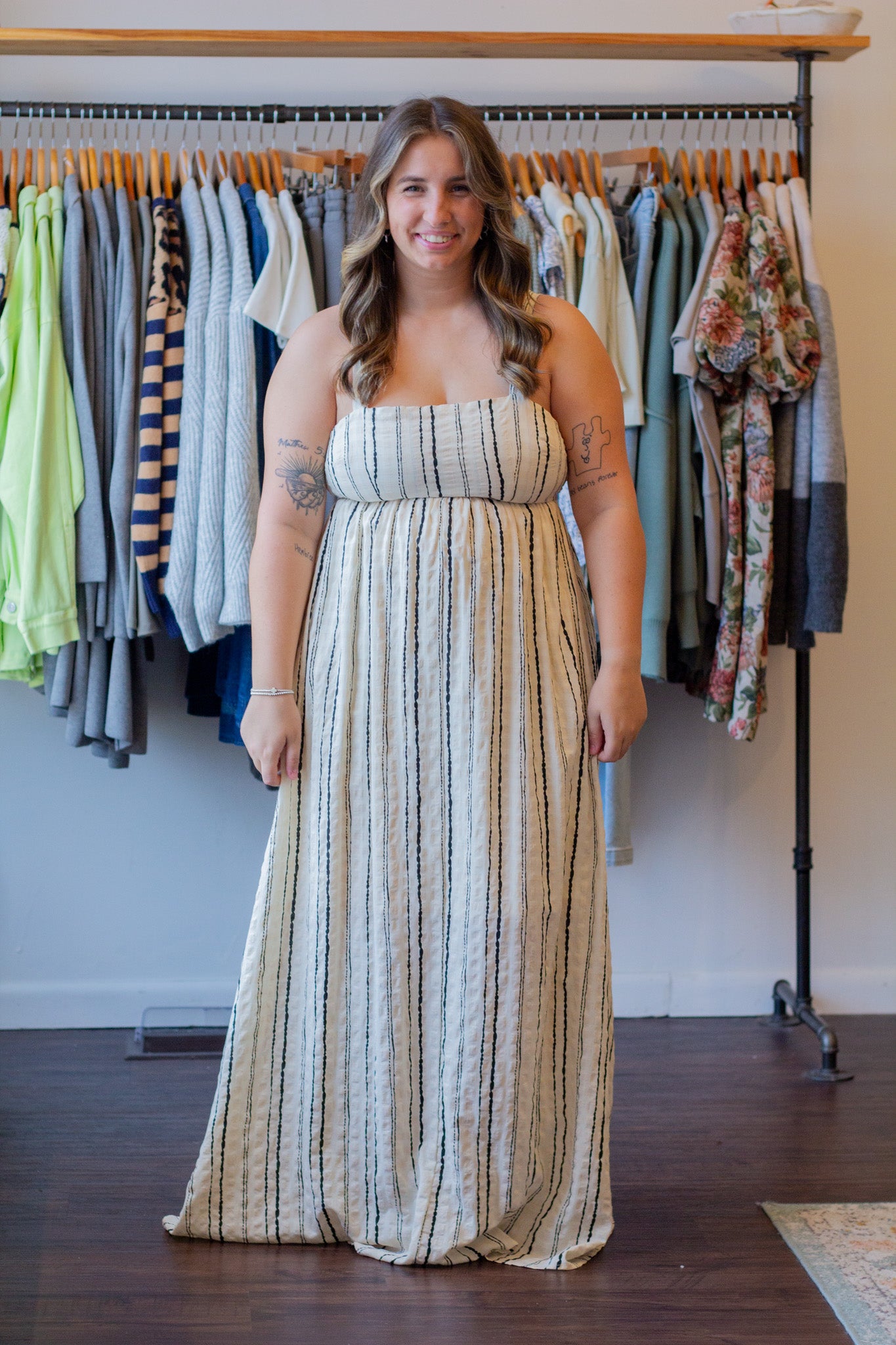 Striped Cut-Out Maxi Dress