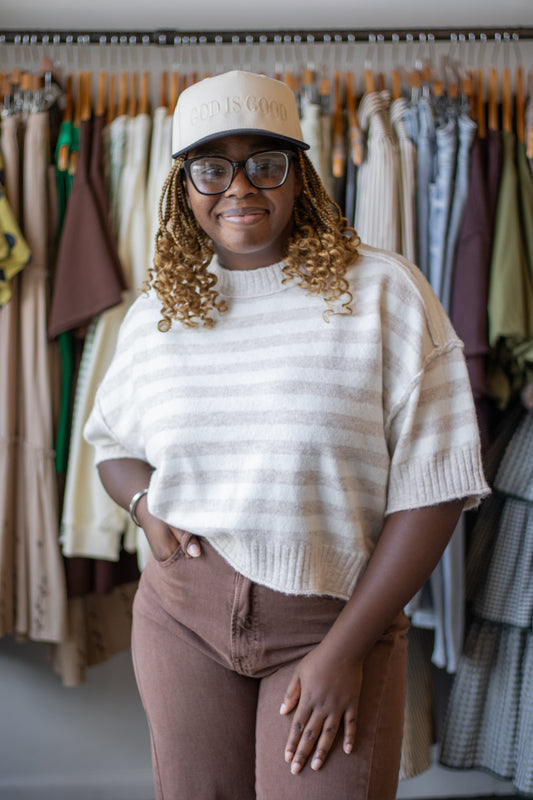 Short Sleeve Stripe Sweater