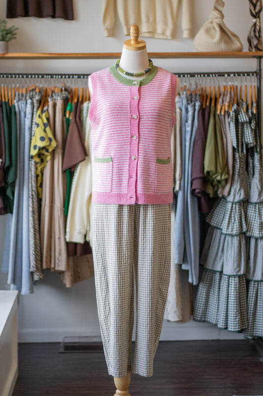 Stripe Color Block Sweater Vest