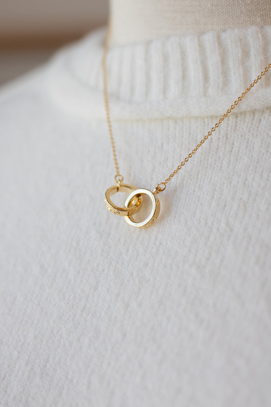 Linked Nail Head Ring Necklace