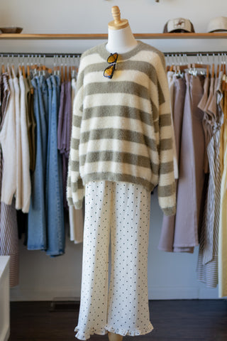 Fuzzy Stripe Pullover Sweater