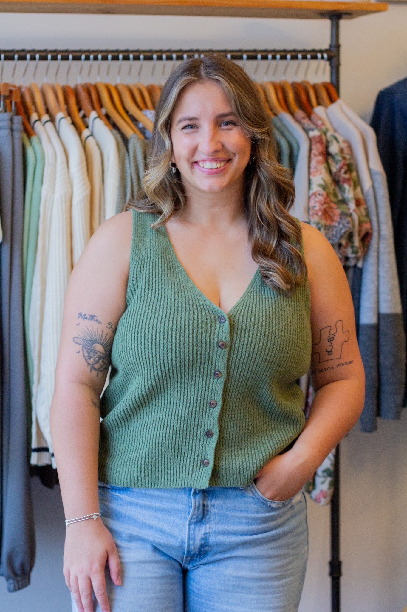 Ribbed Button-up Sweater Vest