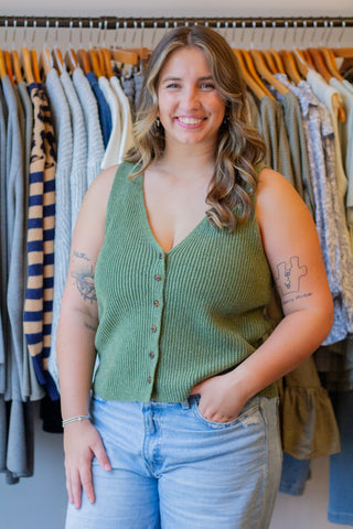 Ribbed Button-up Sweater Vest