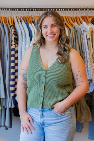 Ribbed Button-up Sweater Vest