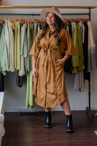 Solid Tie Waist Maxi Dress