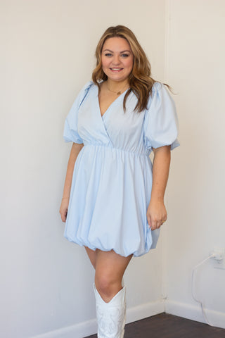 Bubble Puff Sleeve Mini Dress