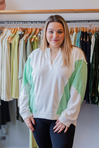 Oversized Color Block Knit Top
