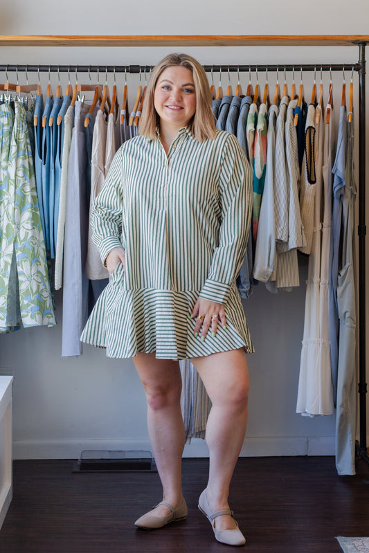 Stripe Collared Mini Dress