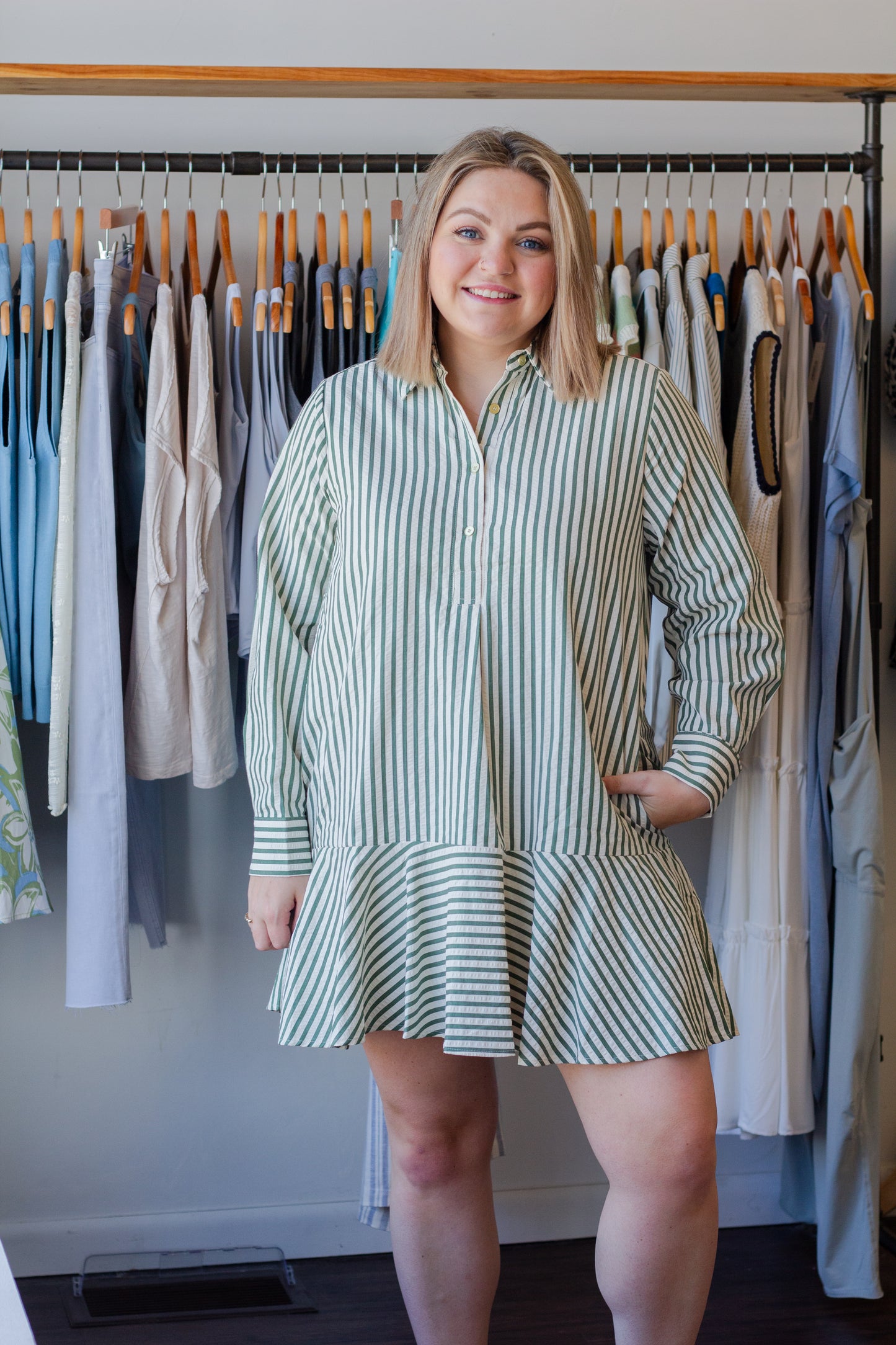 Stripe Collared Mini Dress