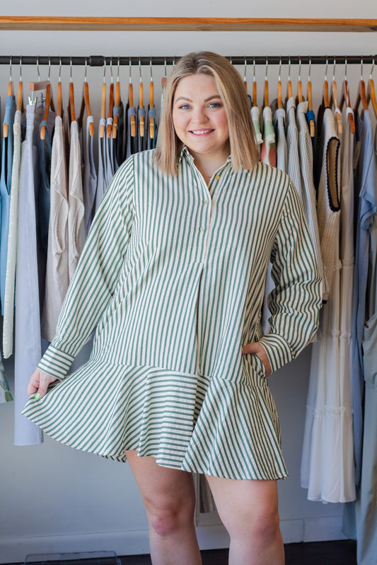 Stripe Collared Mini Dress