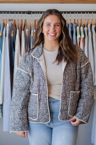 Floral Print Quilted Jacket